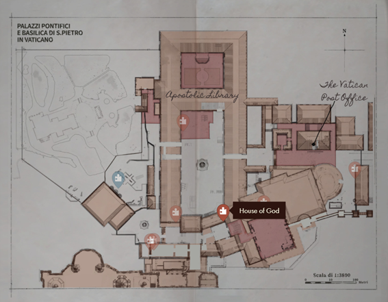 Mapa resaltando Casa de Dios, Mystery Quest. Indiana Jones