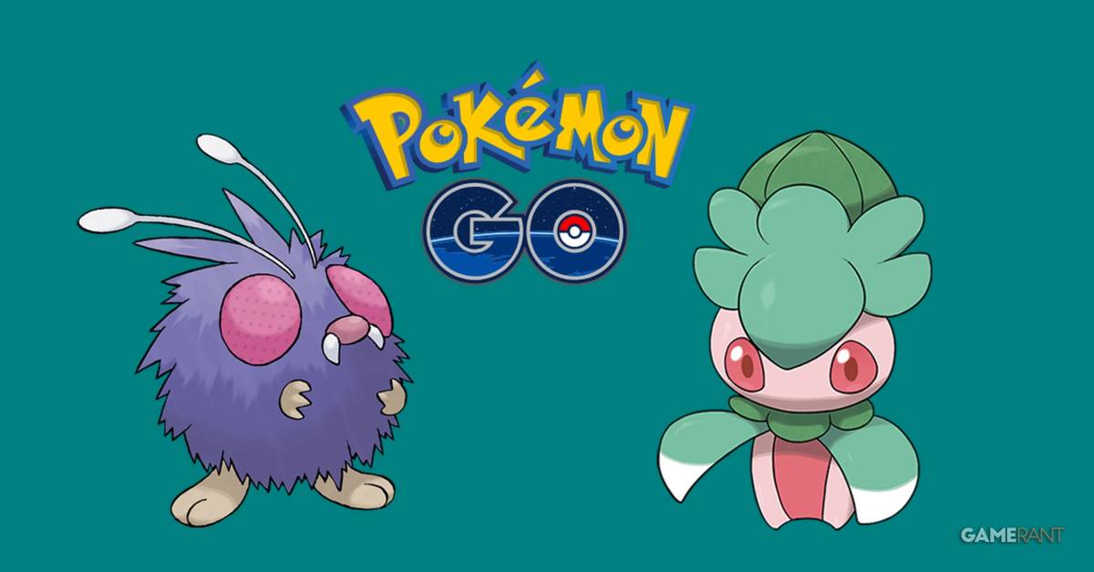 Logotipo de Pokémon GO junto a los Pokémon Venonat y Fomantis sobre un fondo azul.